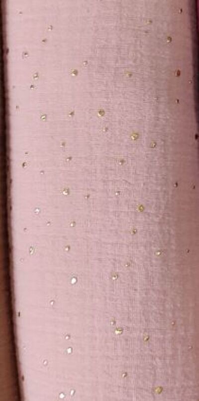 Musselin_Double_Gaze_Schmutziges_Rosa_mit_Goldenen_Punkten